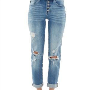 KanCan Boyfriend Cuffed Distressed Jeans